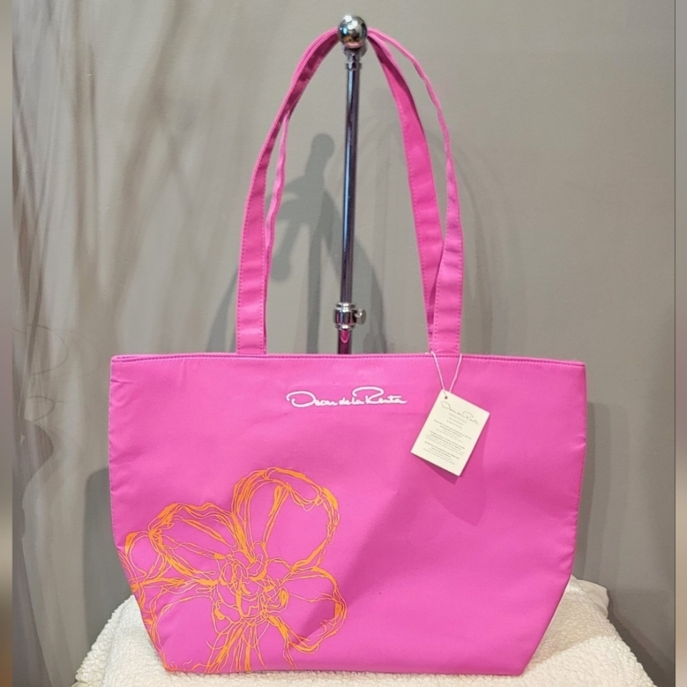New Oscar Dela Renta Pink Summer Tote Bag